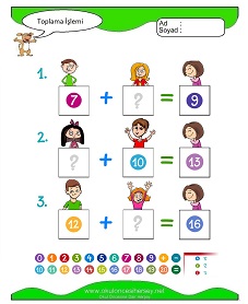 Toplama İşlemi Çalışma Sayfaları